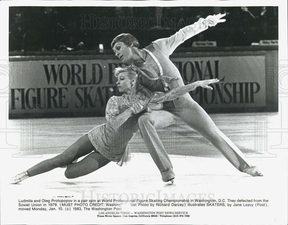 1983 Press Photo Ludmila Oleg Protopopov World Pro Figure Skating Championship - Historic Images