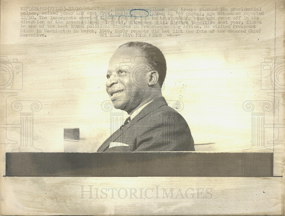 1969 Press Photo President Emile Zinsou Africa - Historic Images