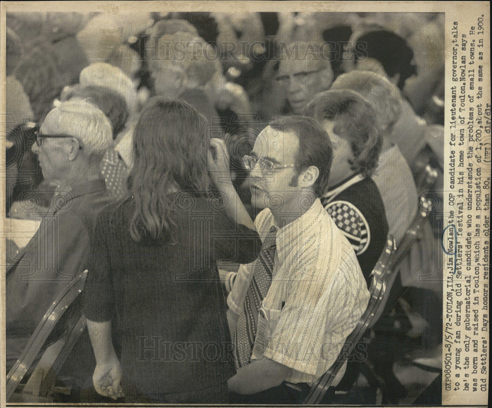 1972 Press Photo Jim Nowlan GOP Candidate Old Settler Campaign - Historic Images