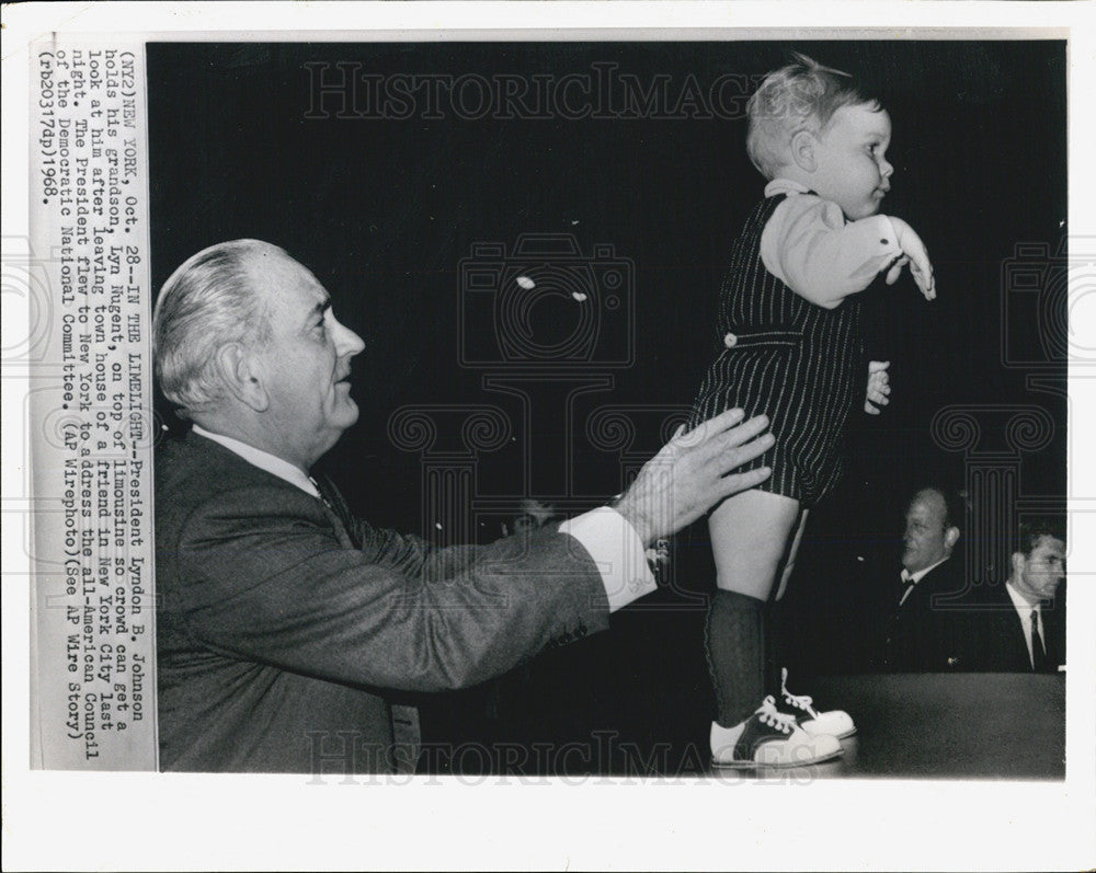 1968 Press Photo President Lyndon B Johnson Democratic National Committee - Historic Images