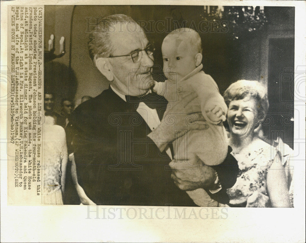 1967 Press Photo  Pres Johnson &amp; Grandson Patrick Nugent - Historic Images