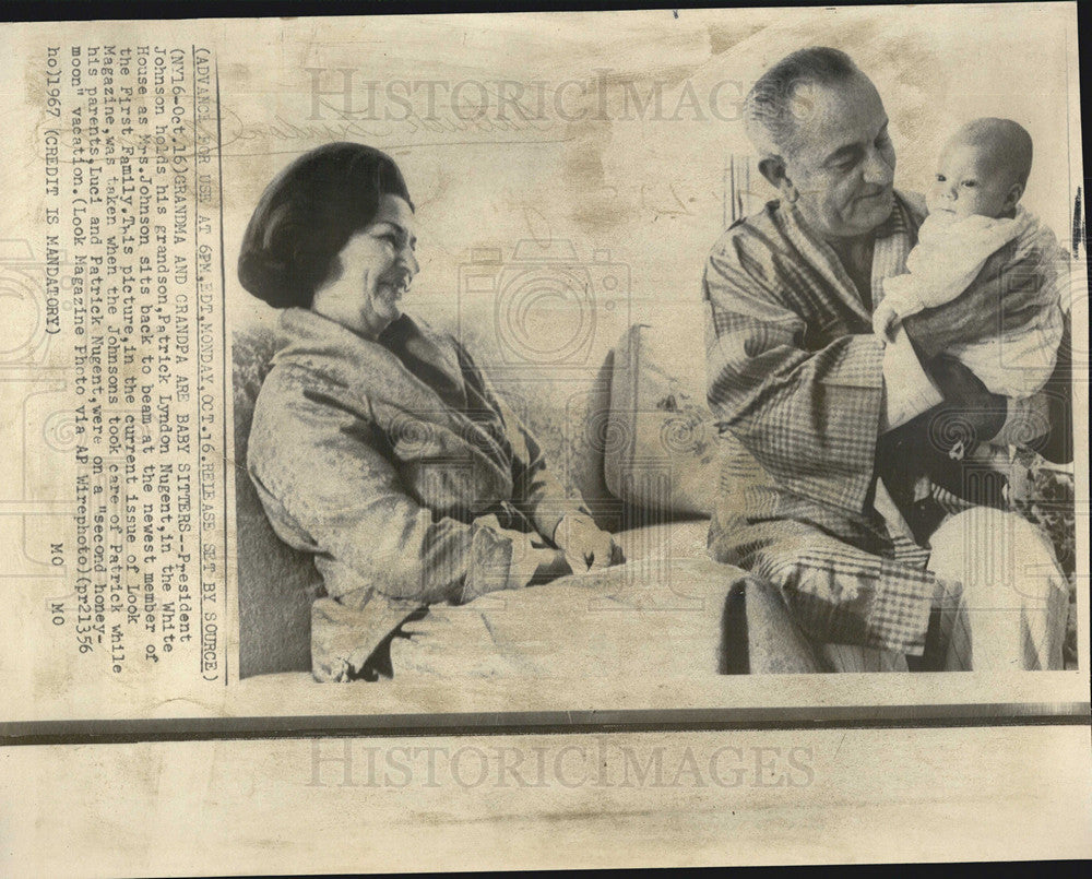 1967 Press Photo  Pres Johnson &amp; Grandson Patrick Nugent - Historic Images