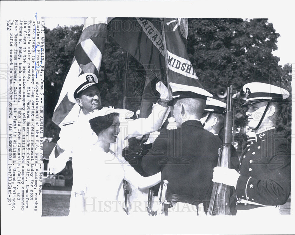 1965 Press Photo Rear Adm Minter Jr &amp; Barbara 1965 &quot;Color Girl&quot; Naval Academy - Historic Images