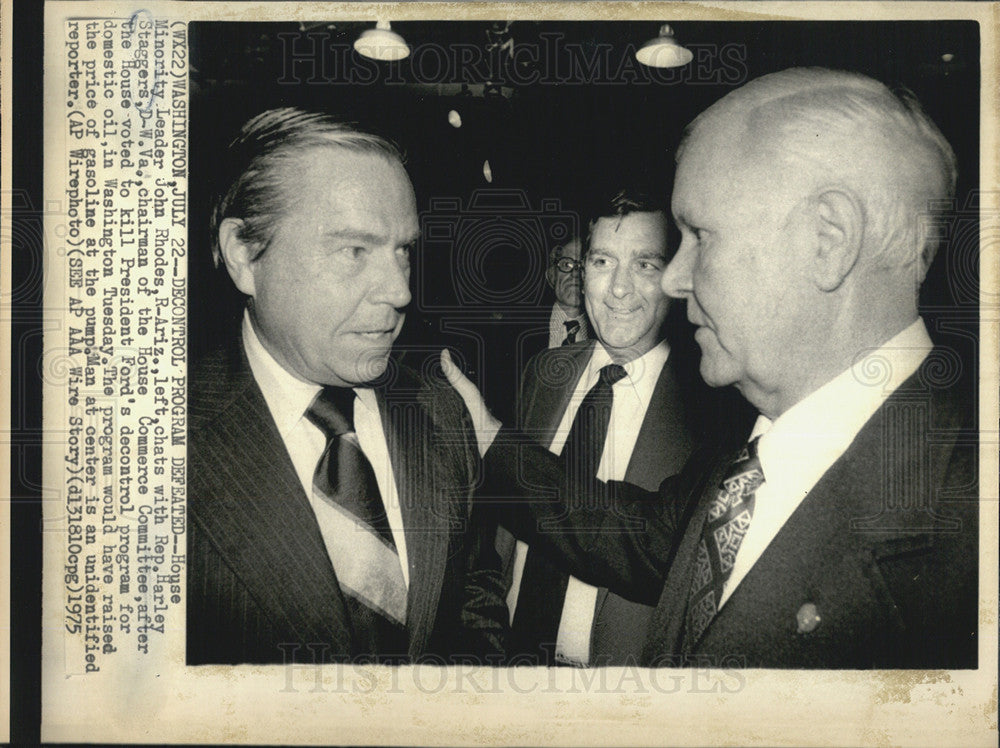 1975 Press Photo House Minority leader John Rhodes &amp; Rep Harley Staggers - Historic Images