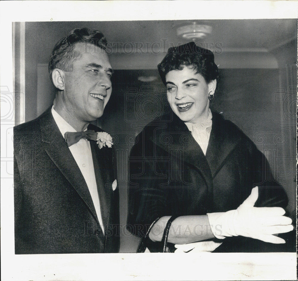 1957 Press Photo New Jersey Governor Robert Meyner With Bride Helen Stevenson - Historic Images