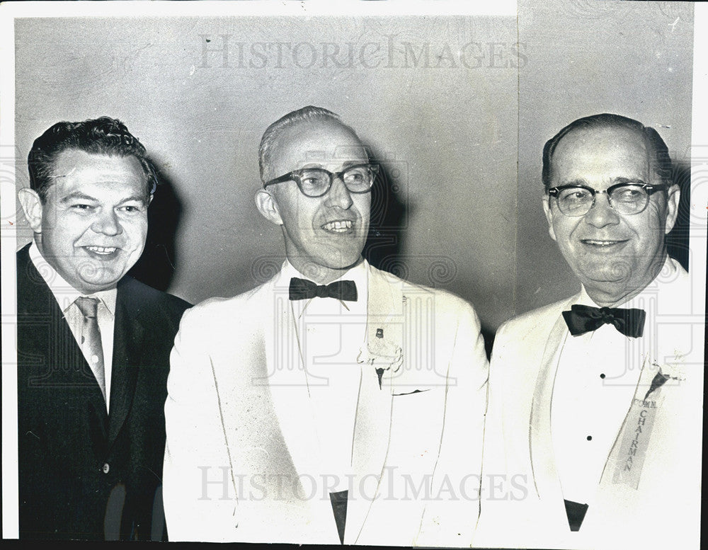 1965 Press Photo Retail Grocers Banquet Robert Racz Richard Gromer Harry Mathis - Historic Images
