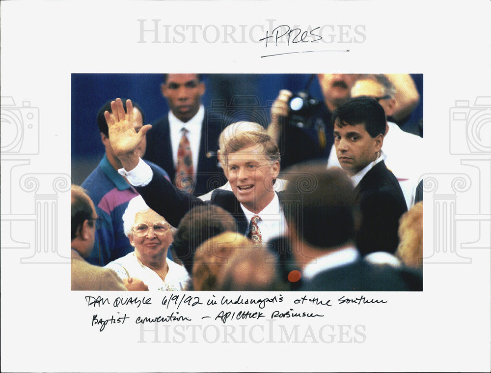 1992 Press Photo &quot;Vice President Dan Quayle attacks the Murphy Show&quot; - Historic Images