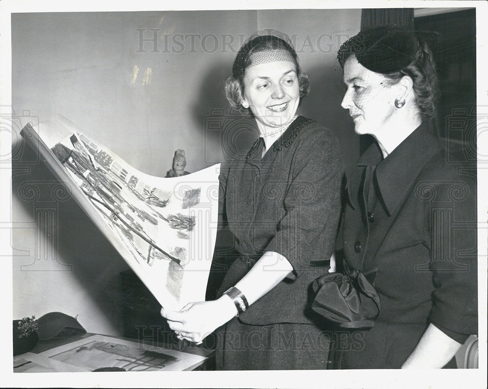 1953 Press Photo Chicago Public School Art Society Mrs Preston Mrs Smith - Historic Images