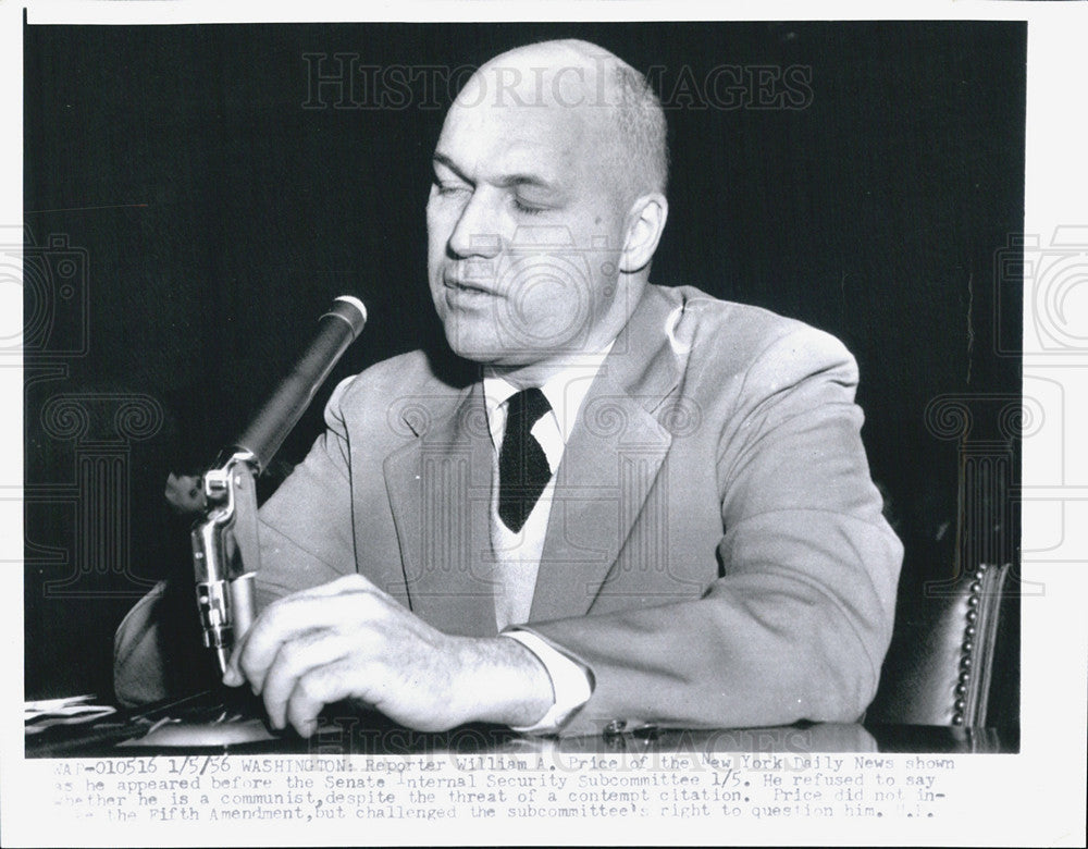 1956 Press Photo William Price Reporter of the New York Daily News. - Historic Images