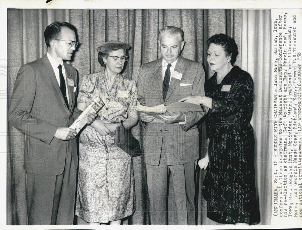 1958 Press Photo Jake More, Rep. Coad, Mrs. Douglas Hunt, Georgia Neese Gray - Historic Images