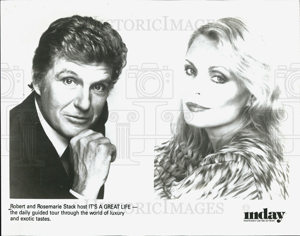 1986 Press Photo Robert and Rosemarie Stack host It&#39;s A Great Life - Historic Images