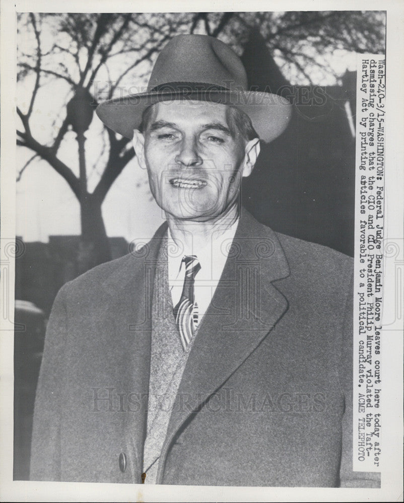 1948 Press Photo Federal Judge Benjamin Moore - Historic Images