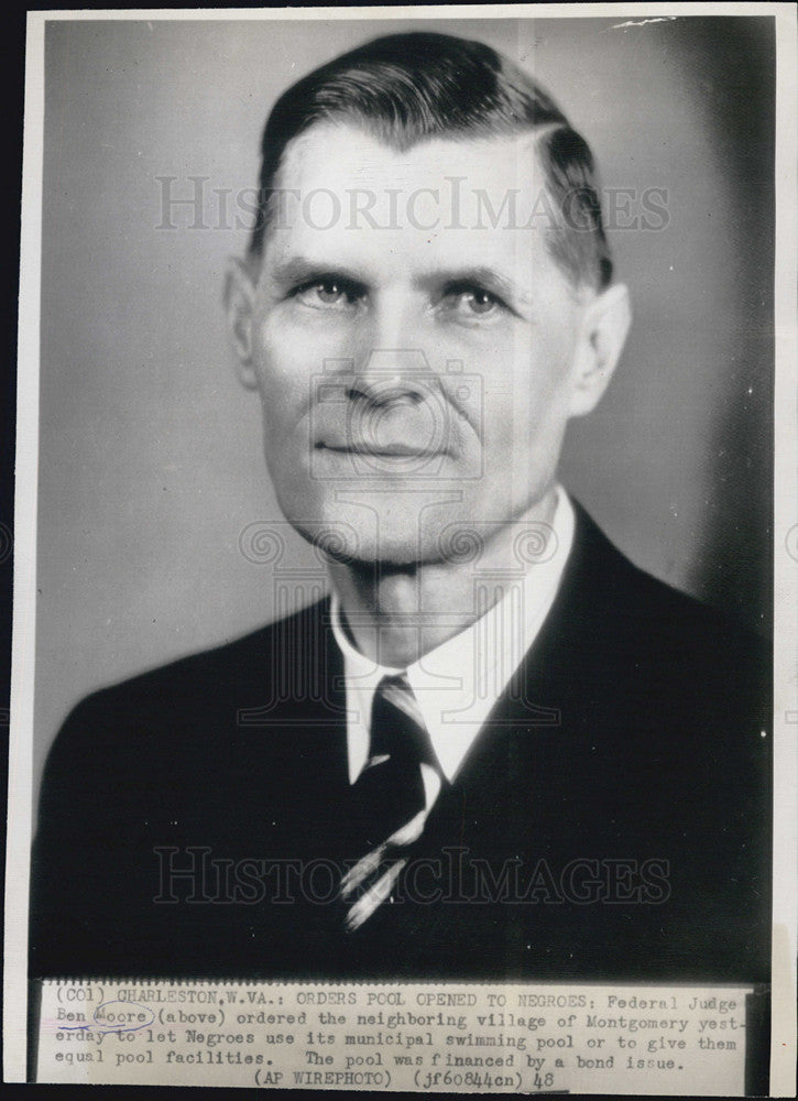 1948 Press Photo Federal Judge Ben Moore Ordered Montgomery Open Swimming Pool - Historic Images