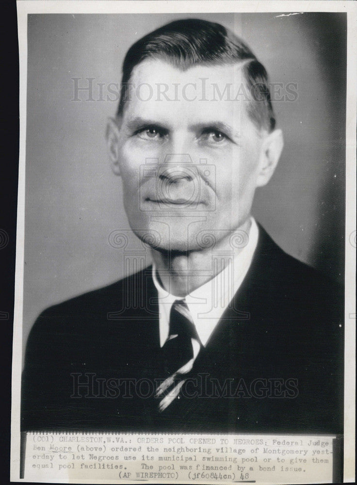 1948 Press Photo Federal Judge Ben Moore Ordered Montgomery Open Swimming Pool - Historic Images