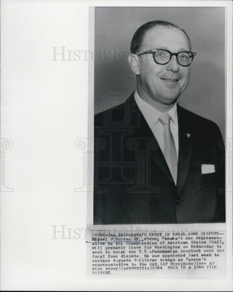 1964 Press Photo Panama Envoy Miguel Moreno - Historic Images