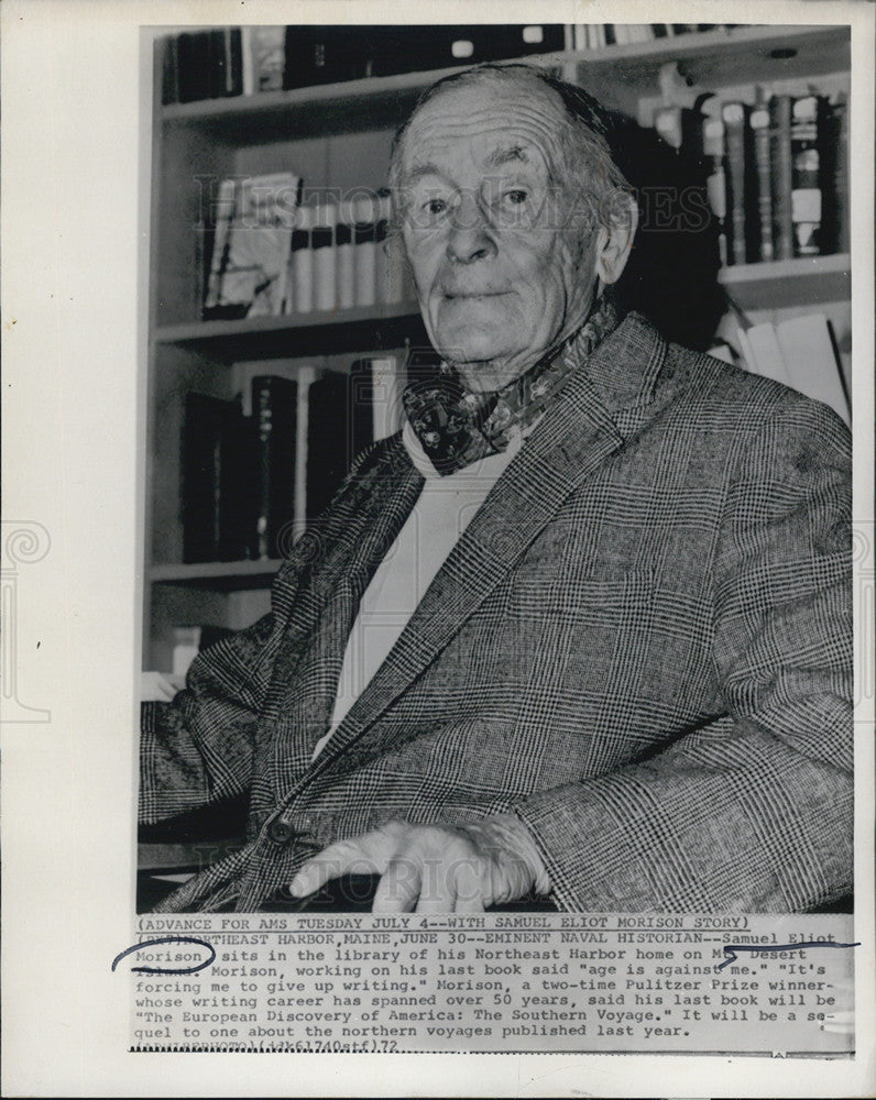 1972 Press Photo  Author Samuel Eliot Morison - Historic Images