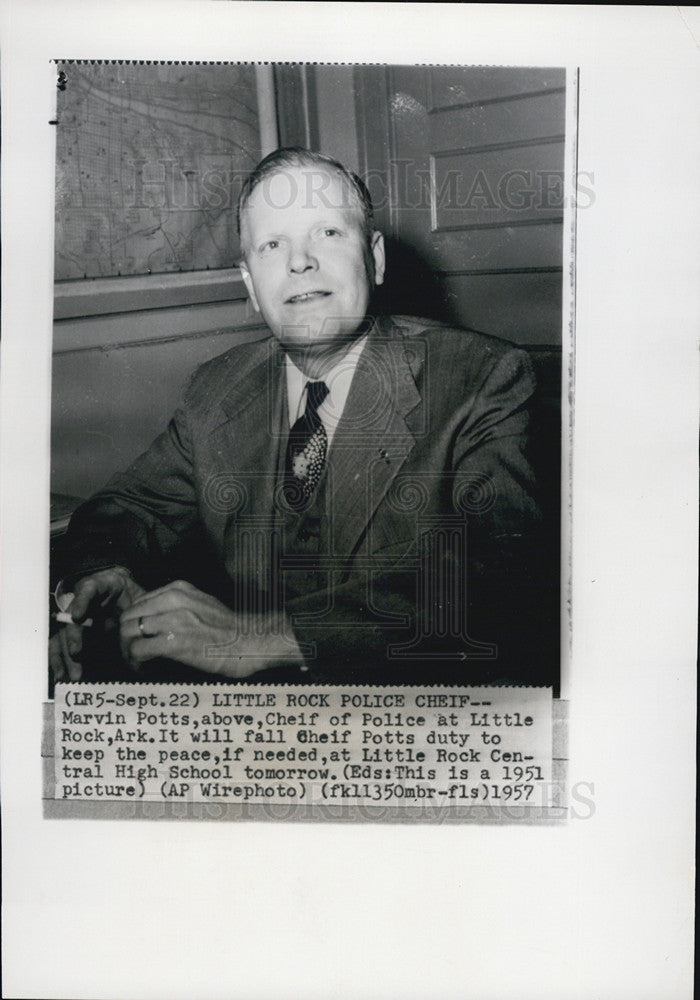 1957 Press Photo Marvin Potts to keep peace at Little Rock Central High School - Historic Images