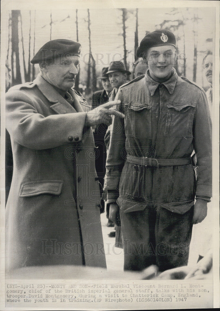 1947 Press Photo Field Marshall Viscount  Bernard L Montgormery and Son David - Historic Images