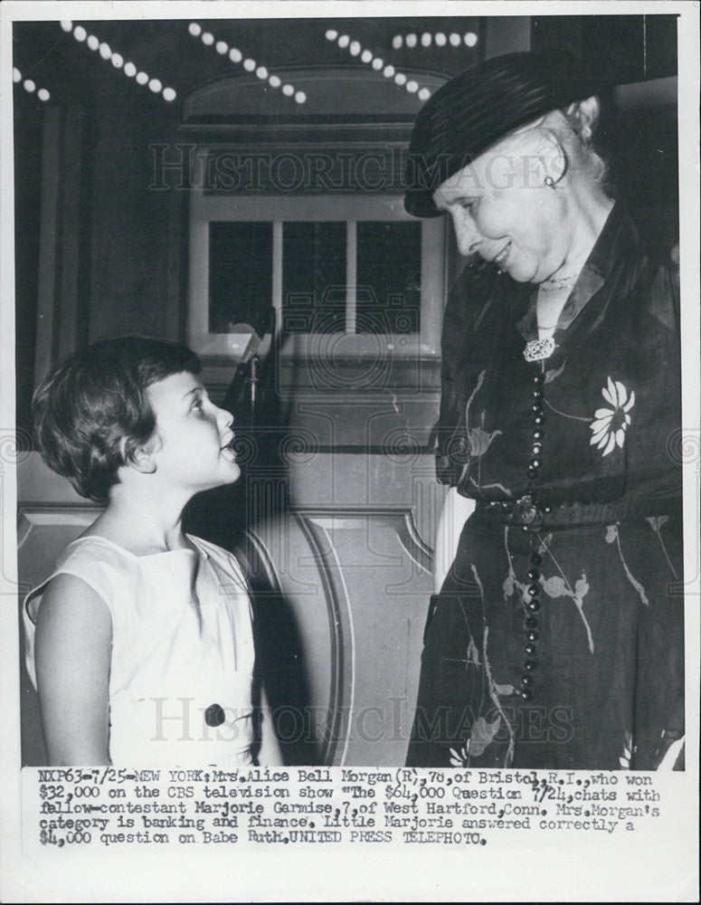 1956 Press Photo Mrs. Alice Bell Morgan With Fellow-Contestant Marjorie Garmise - Historic Images