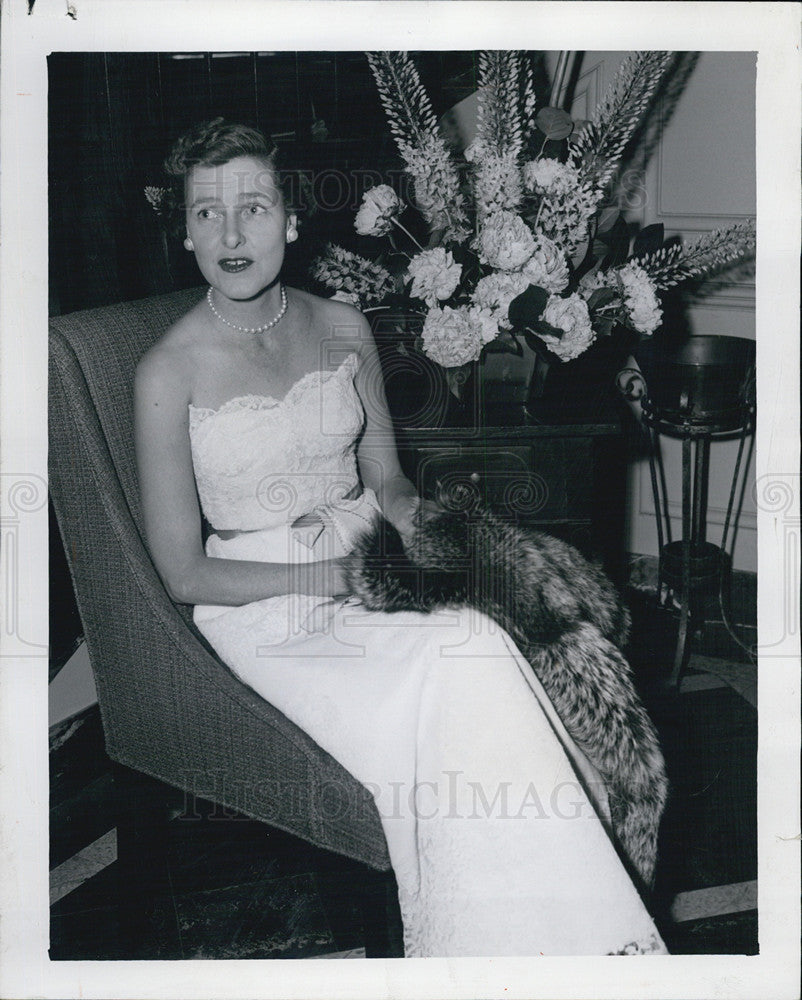 1954 Press Photo Mrs. William H. Mitchell summer parties gown - Historic Images