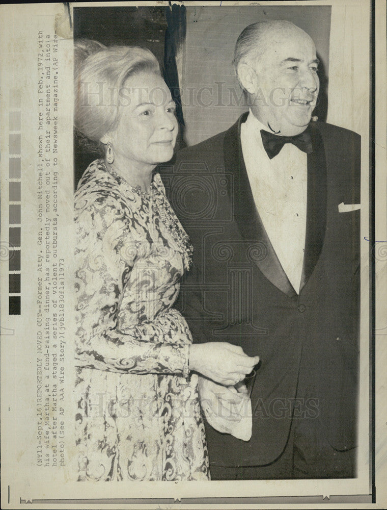 1973 Press Photo Former Atty. Gen. John Mitchell wife Martha fund raising dinner - Historic Images