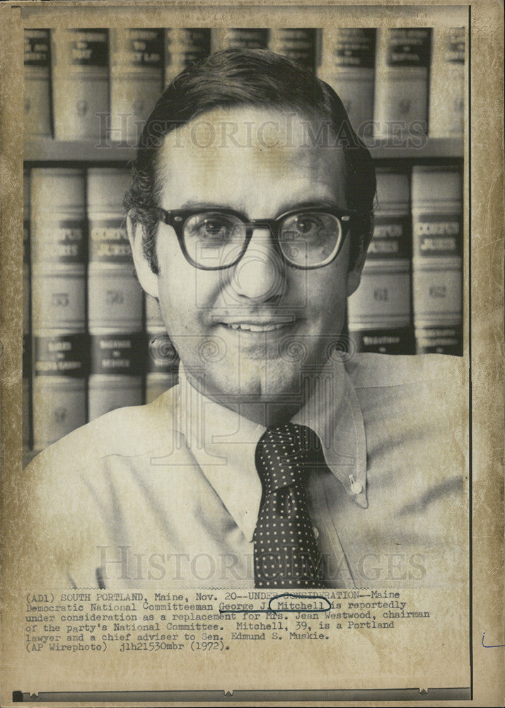 George J Mitchell of Maine 1972 Vintage Press Photo Print - Historic Images