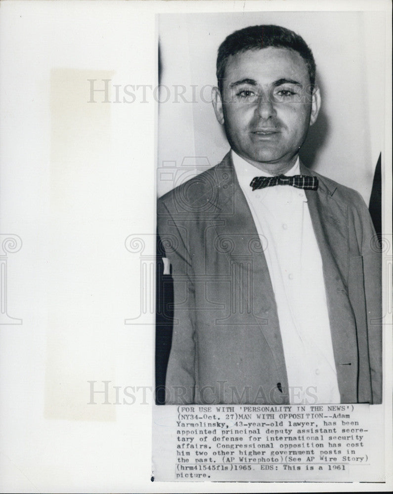 1965 Press Photo Attorney Adam Yarmolinsky - Historic Images