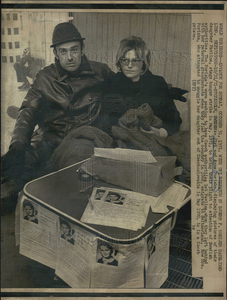 1971 Press Photo Jiri and Anna Poriska stage a hunger strike on daughter&#39;s behal - Historic Images