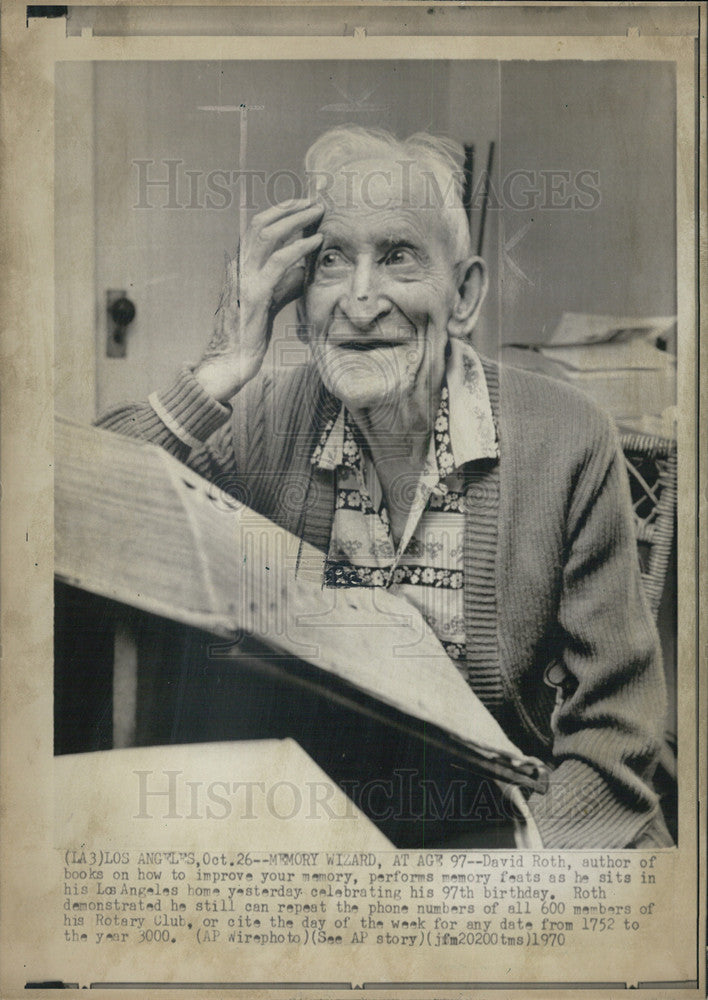David Roth, author of memory improving books 1970 Vintage Press Photo ...