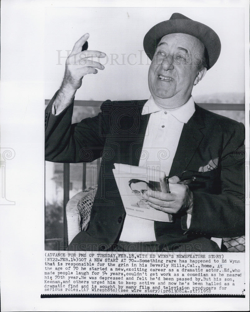 1958 Press Photo Entertainer Ed Wynn - Historic Images