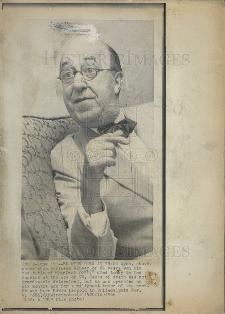 1966 Press Photo Comedian Ed Wynn - Historic Images