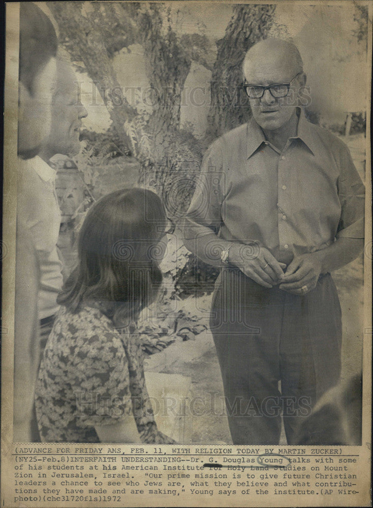 1972 Press Photo Dr. G. Douglas Young at the American Institute for Holy Land St - Historic Images