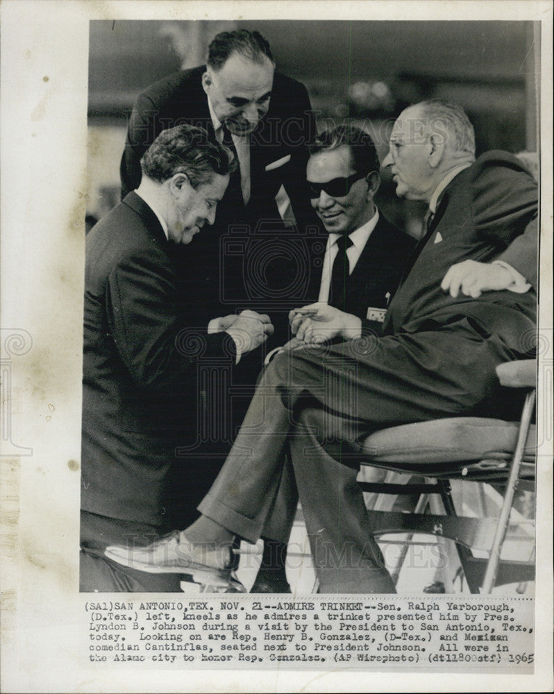 1965 Press Photo Sen Ralph Yarborouch &amp; Pres Johnson - Historic Images