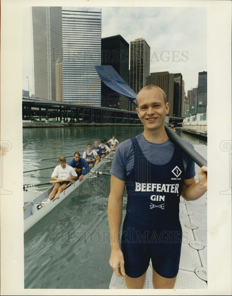 1990 Press Photo Don Miller Rowing - Historic Images