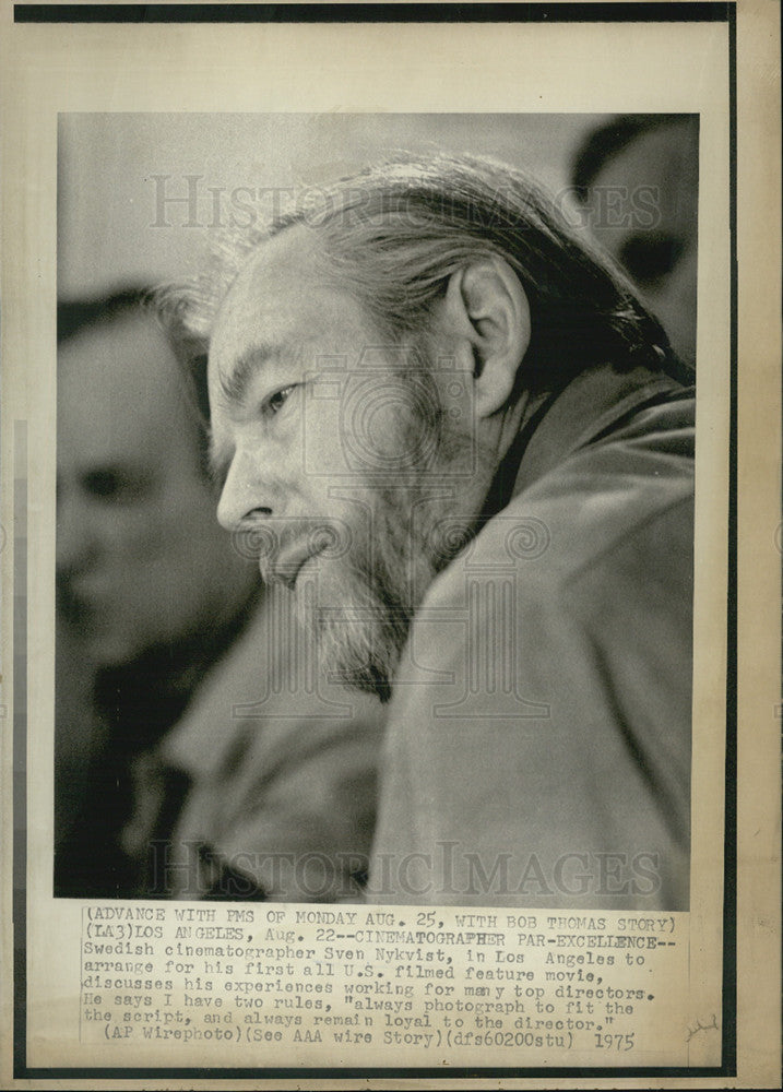 1975 Press Photo Swedish cinematographer Sven Nykvist - Historic Images