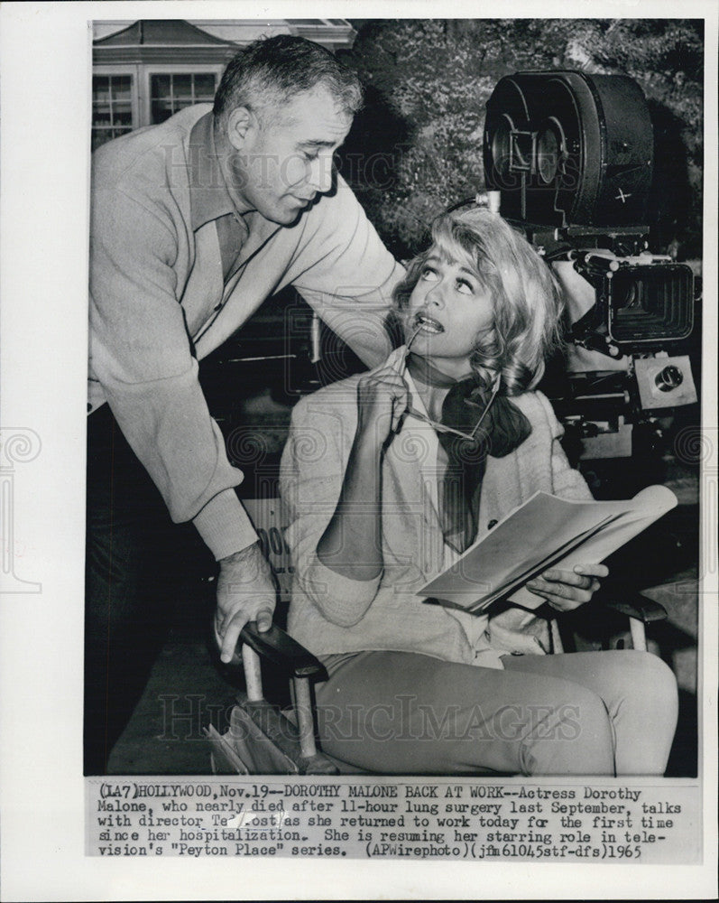 1965 Press Photo Dorothy Malone and director Ted Frost - Historic Images