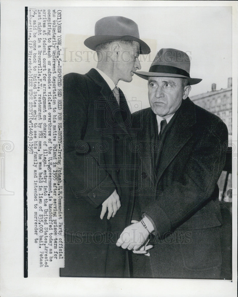 1987 Press Photo U.S. Communist Irving Potash arrested by FBI for illegal entry - Historic Images