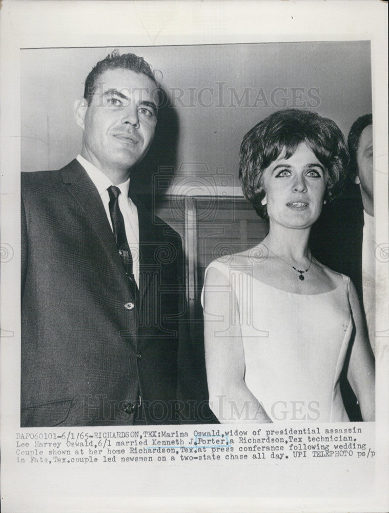 1965 Press Photo Mariana Oswald wife of Pres. assassin &amp; KEn Porter new husband - Historic Images