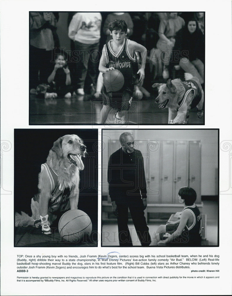 1997 Press Photo kevin Zegers and dog in &quot;Air Bud&quot; - Historic Images