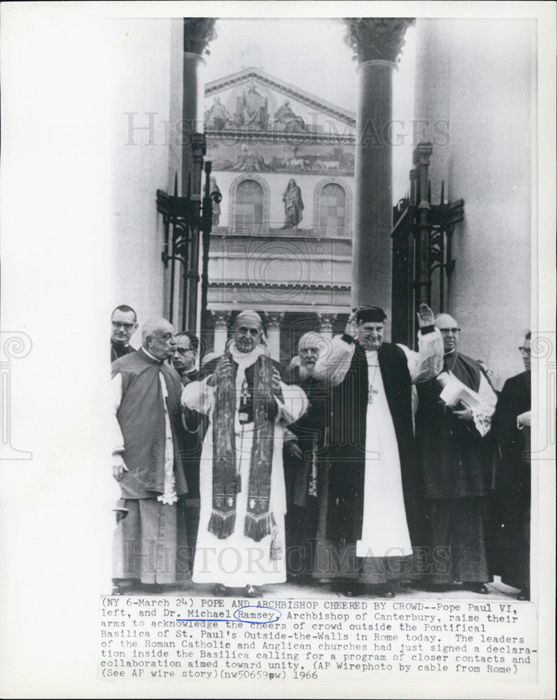 1966 Press Photo Pope Paul Vi and Dr Michael Ramsey - Historic Images