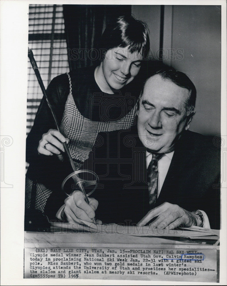 1965 Press Photo Gov. Calvin Rampton proclaims National Ski Week - Historic Images