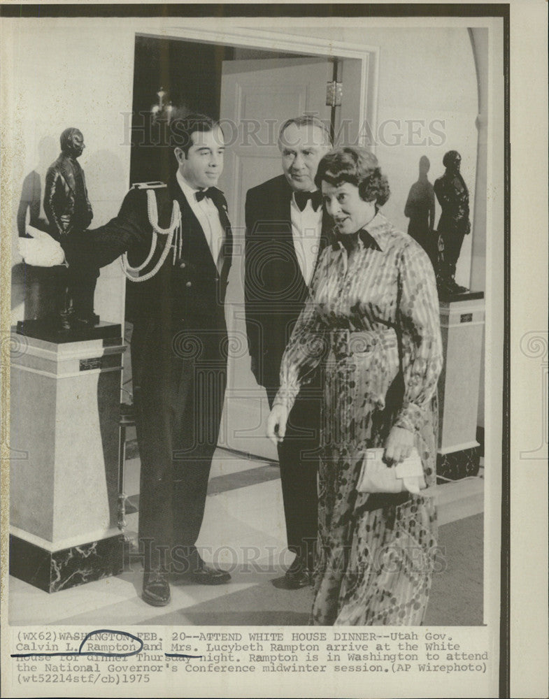 1975 Press Photo Utah Gov. Calvin L. Rampton and wife attend White House Dinner - Historic Images