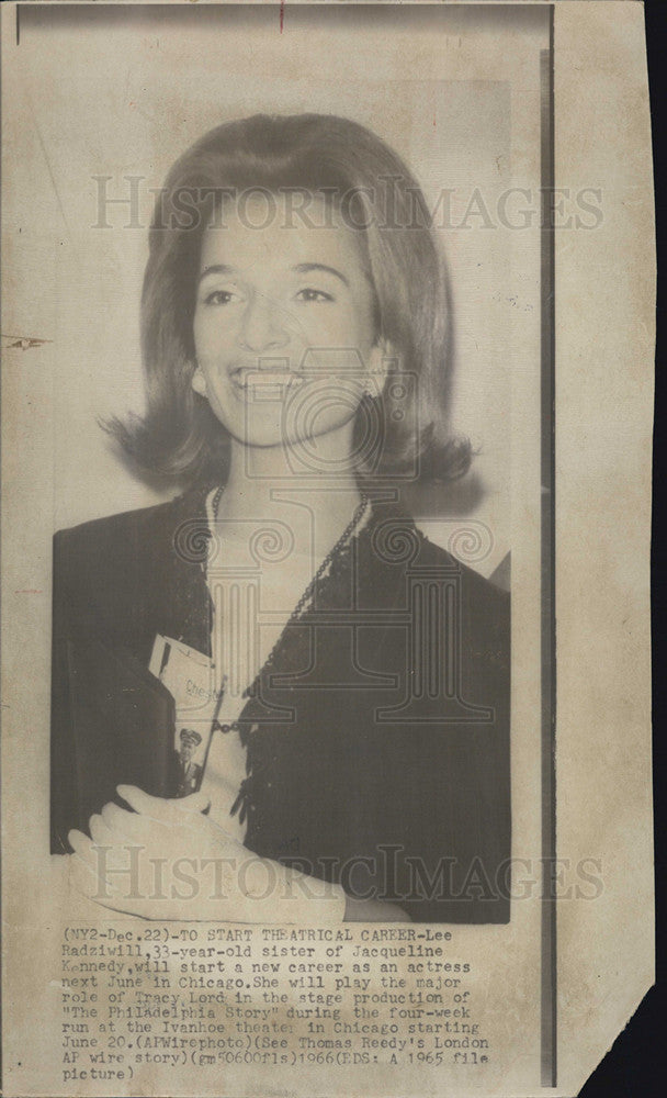 1966 Press Photo Lee Radziwill, Sister Of Jacqueline Kennedy, Begins Acting - Historic Images