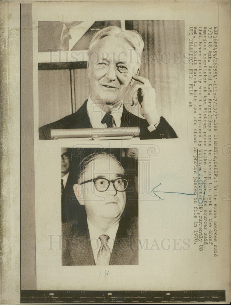 1971 Press Photo US Ambassador Bruce &amp; William Porter - Historic Images