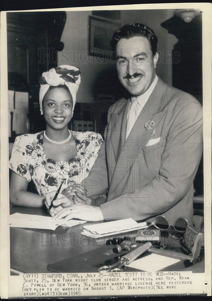 1945 Press Photo Hazel Powell Actress &amp; Rep Adam Powell NY To Wed - Historic Images