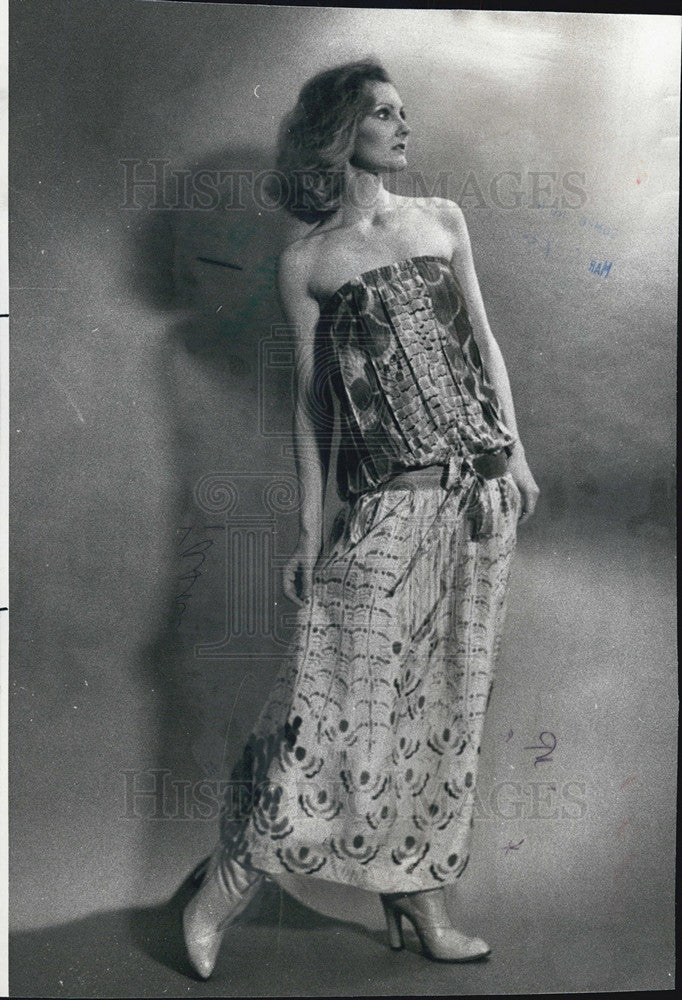 1977 Press Photo Jan Poss Dress Designer - Historic Images