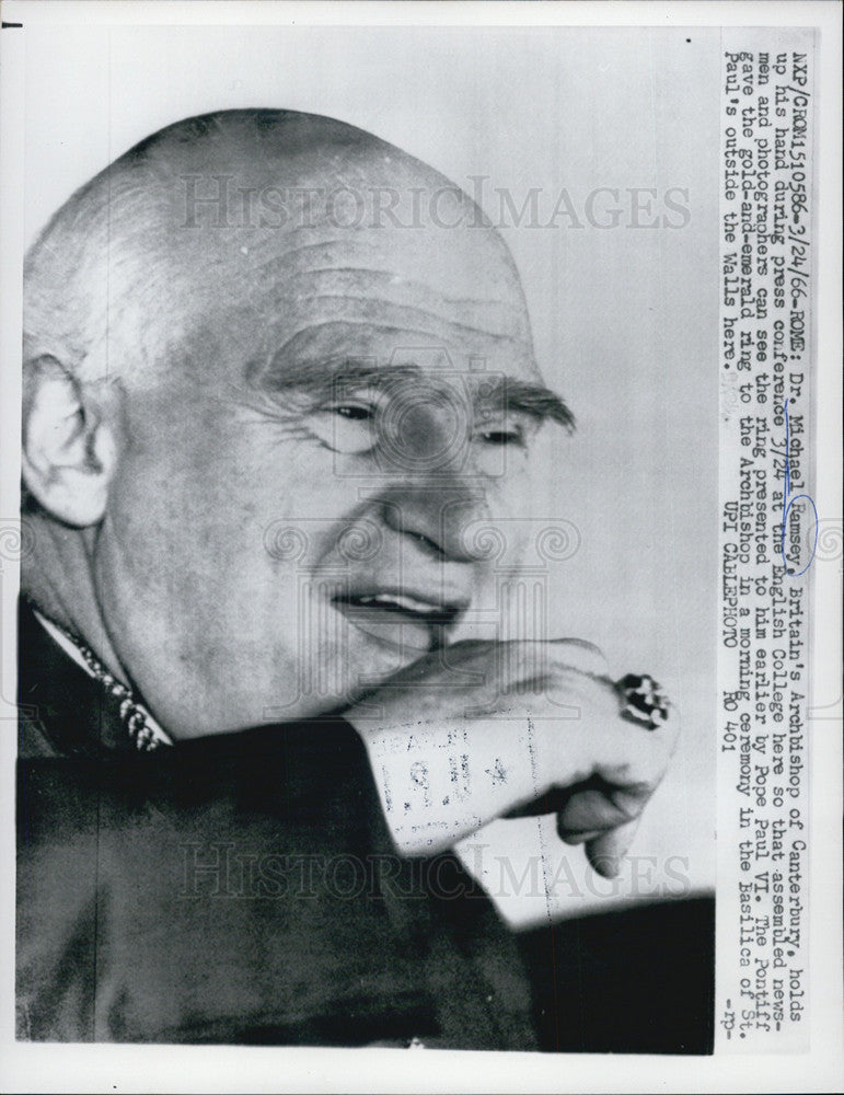 1966 Press Photo Michael Ramsey Archbishop Canterbury - Historic Images