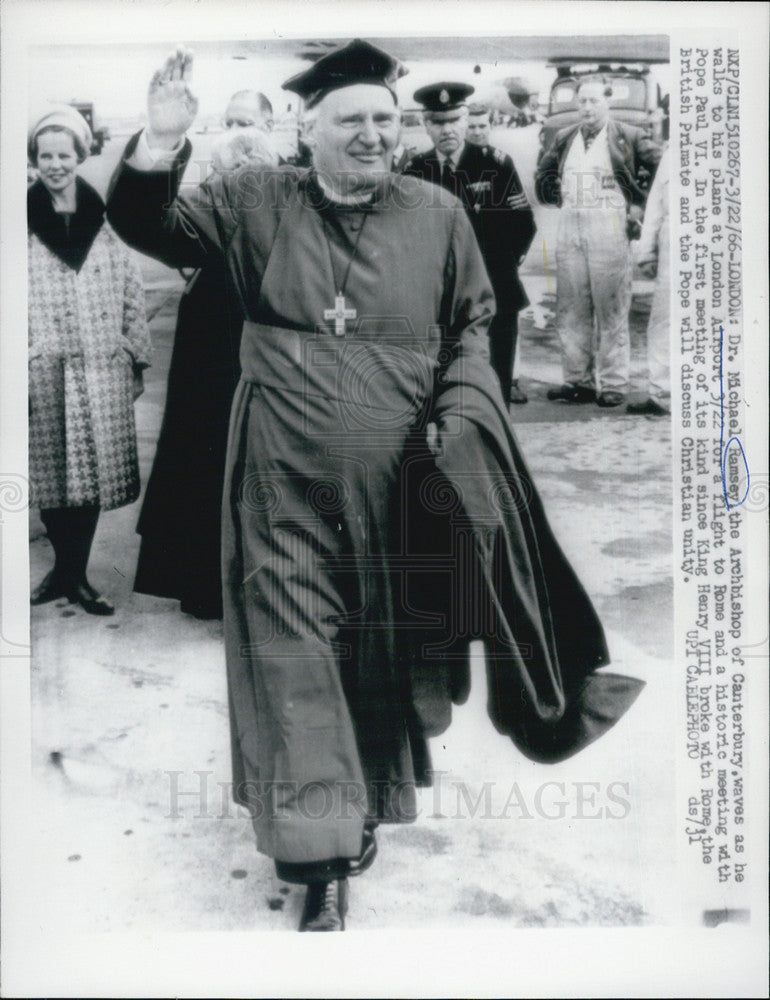 1966 Press Photo Michael Ramsey Canterbury Archbishop Pope John Paul VI - Historic Images