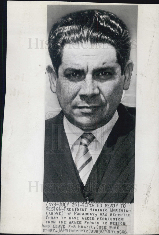 1946 Press Photo Higinio Morinigo President Paraguay - Historic Images