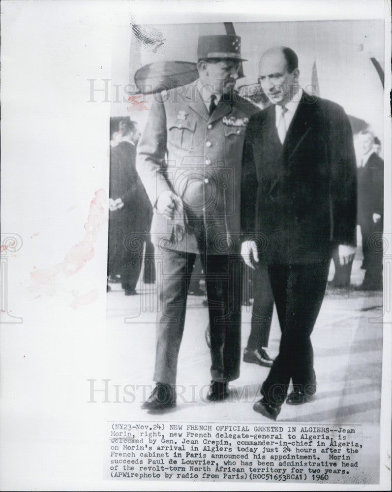 1960 Press Photo Jean Morin, Gen. Jean Crepin - Historic Images